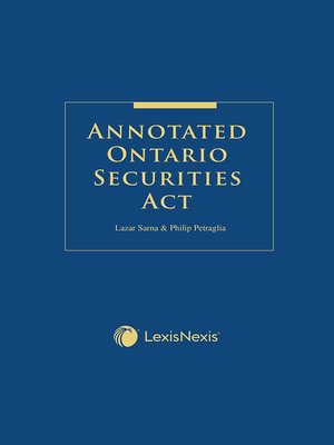 cover image of Annotated Ontario Securities Act